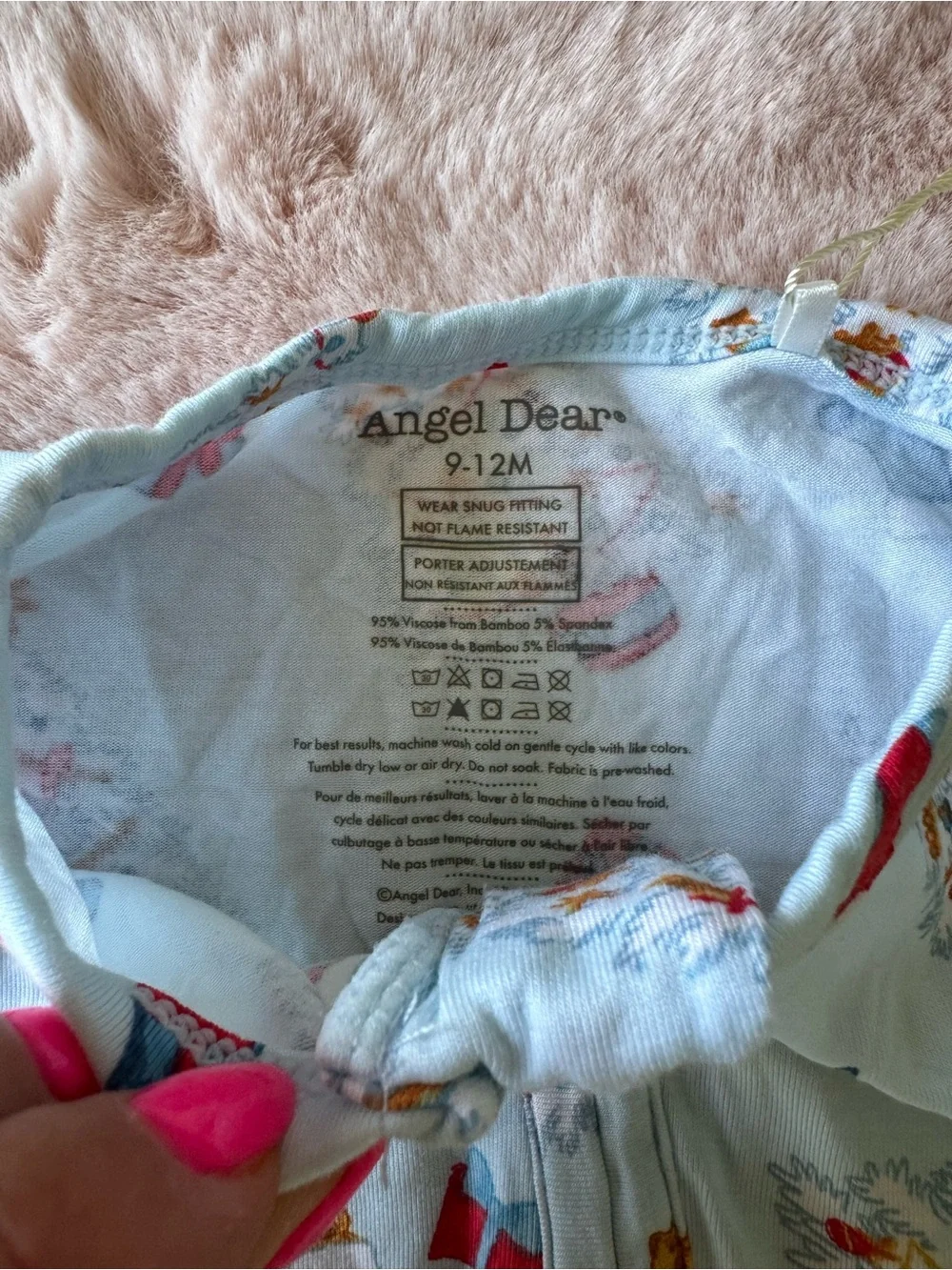 NWT Angel Dear 2-Way Zipper Footie Pajamas Vintage Christmas Trees Size 9-12mo